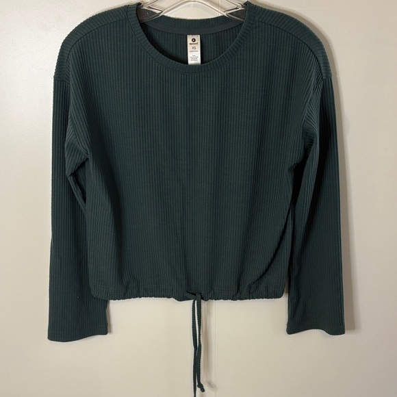 90 Degree By Reflex Forest Green Ribbed Long Sleeve Top - Picture 1 of 4